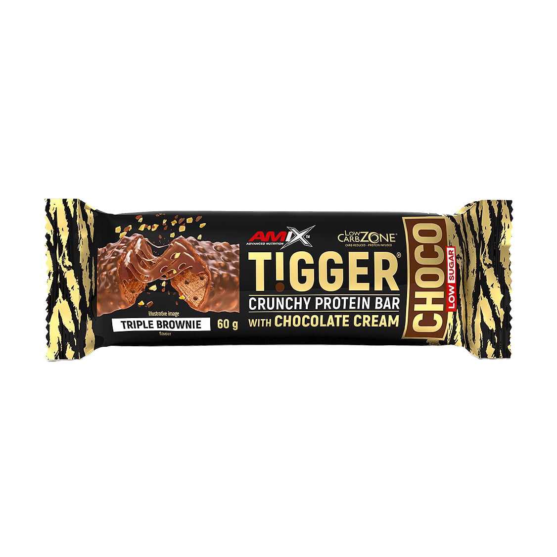 Протеїновий батончик Amix Nutrition TiggerZero Crunchy Protein Bar Потрійний брауні, 60 г